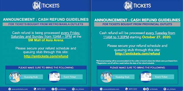 sm tickets cash refund process