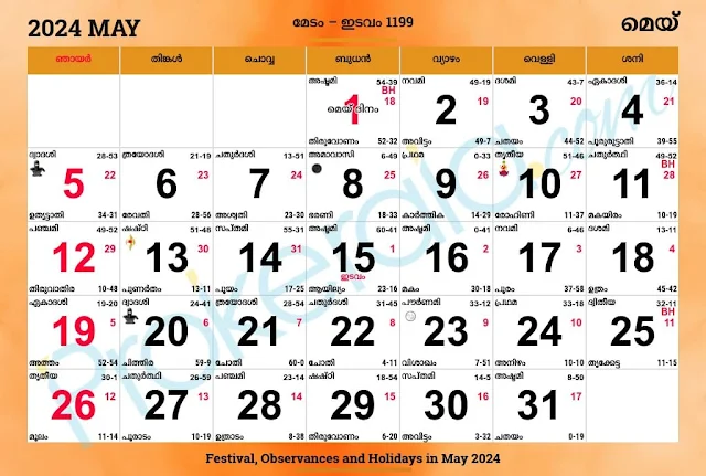 2024 Malayalam Calendar