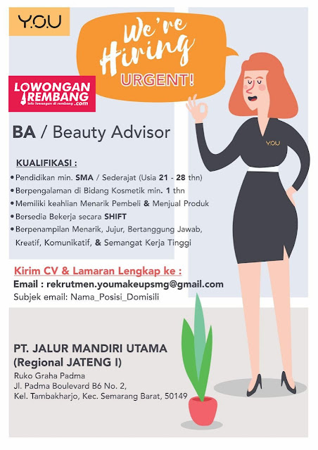 Lowongan Kerja Beauty Advisor Y.O.U Semarang Rembang