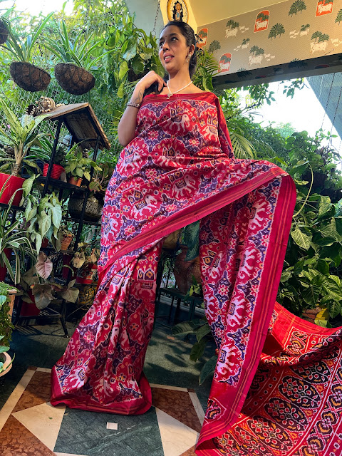 Red pochampally saree