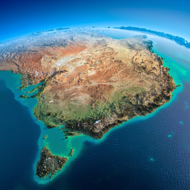 Australia - Fascinating Relief Maps Show The World’s Mountain Ranges