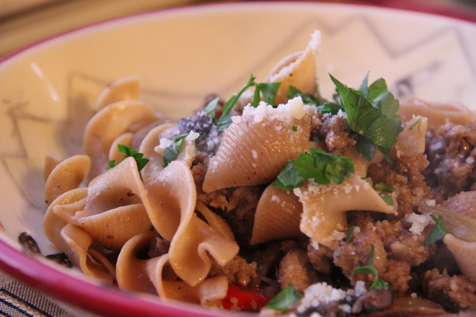Mushroom Sausage Pasta Recipe | Mix and Match Mama