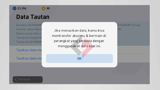 Cara menautkan akun e-Football PES 2020 Mobile ke ID KONAMI