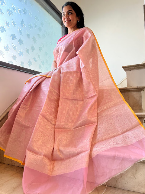 Pink kanjeewaram silk saree