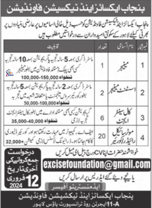 Latest Jobs in Punjab Excise And Taxation Foundation 2024