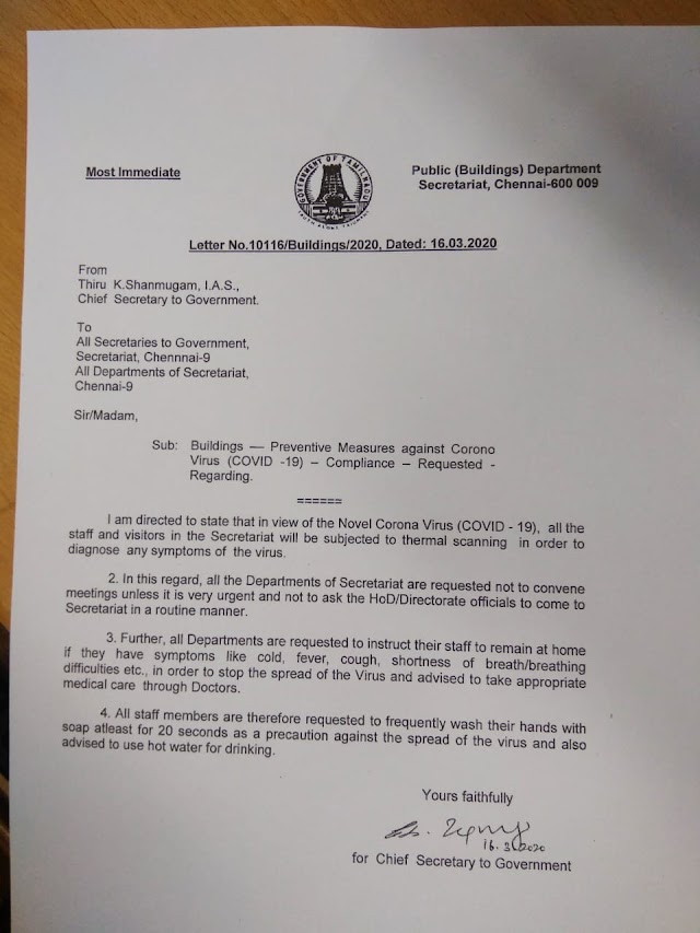  Covid-19 -chief Secretary official letter 