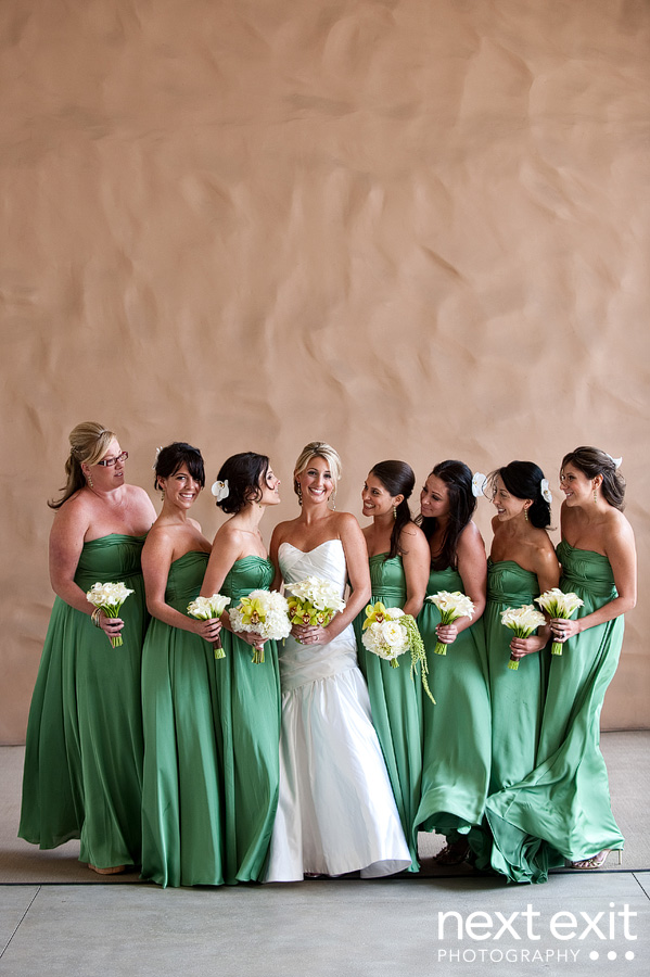 Mint green  bridesmaid  dresses  at the Palm Event Center in 