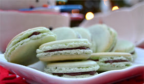 Chocolate mint flavour French macarons perfect for after dinner