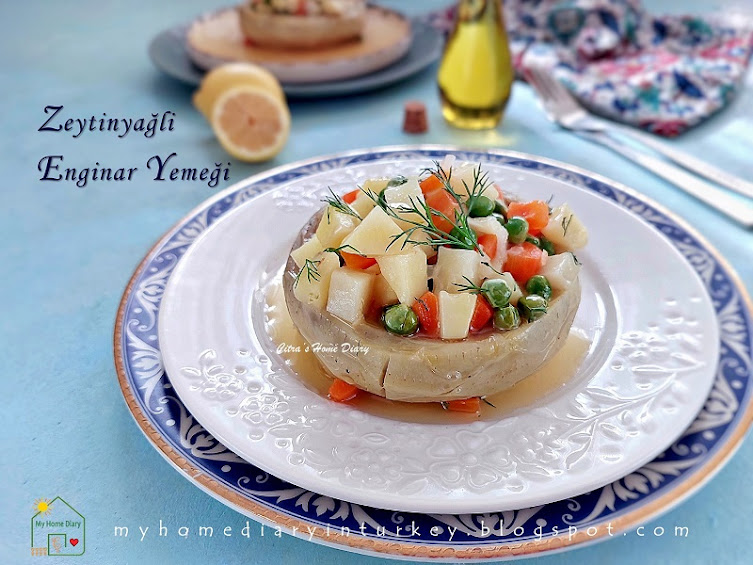 Zeytinyağlı Enginar Yemeği / Turkish food recipe: Artichoke heart in Olive oil | Citra's Home Diary. #artichokerecipe #artichokeheart #enginar #zeytinyağlıenginar #veganrecipe #resepmasakanturki #mediterraneanfood #Turkishcuisine