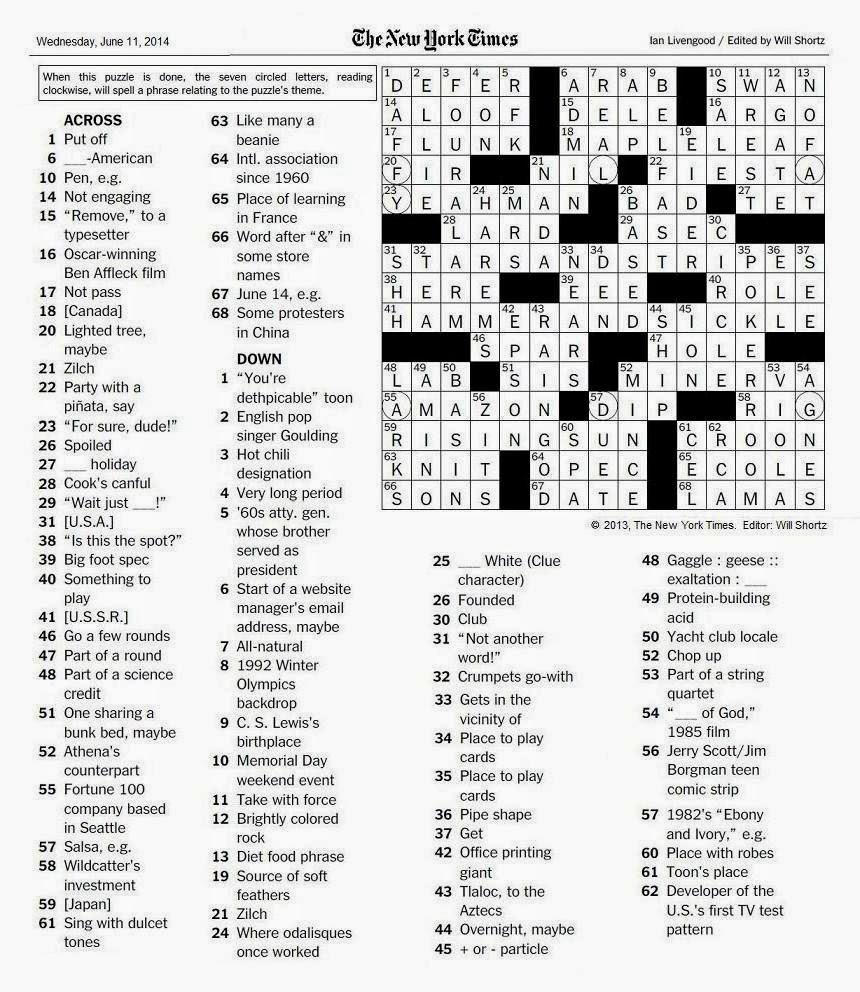 The New York Times Crossword in Gothic: 05.02.13 — Neither ...