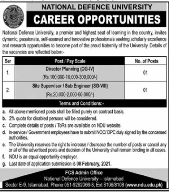 national-defence-university-islamabad-jobs-2021-advertisement