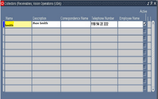 Collectors in oracle receivable