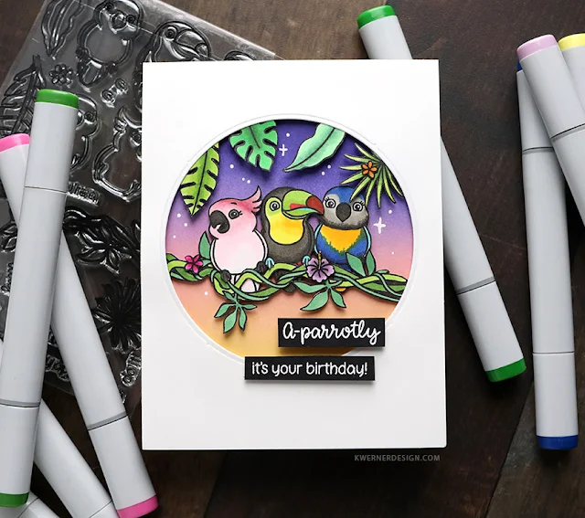 Sunny Studio Stamps: Tropical Birds Customer Card by Kristina Werner