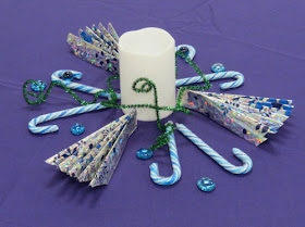 blue and white Christmas centerpieces