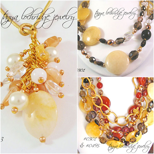 Tanya Lochridge Jewelry Yellow Jade, Smoky Quartz, Crystal Quartz, Calcite, Carnelian Necklaces