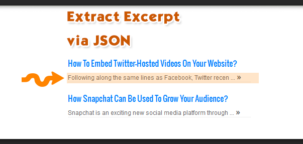 Extract excerpt via json
