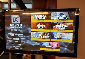 SEO Campixx 2019 Abendprogramm auf dem Monitor
