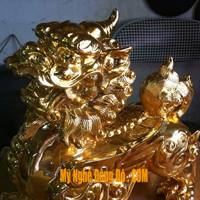 Tỳ hưu phong thủy mạ vàng cao 27 cm