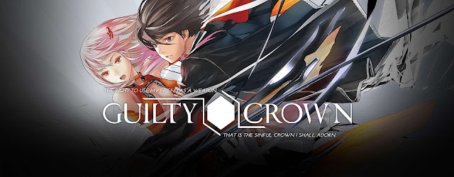 guilty crown quote banner with male and female lead characters