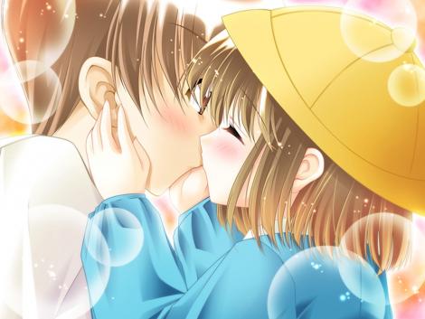 anime couples kiss. cute anime couples kiss.