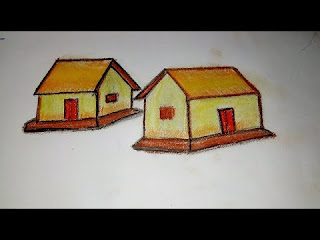 House drawing for beginner||Oil Pastel.Art Drawing,Drawing video,landscape,oil pastel