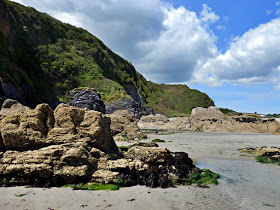 Cliffs and rocks at Pentewan, Cornwall