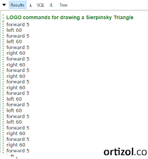 LOGO commands for Sierpinski triangle