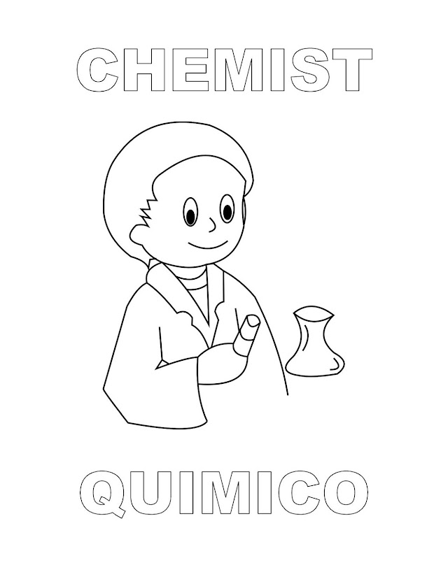 Dibujos Inglés - Español con Q: Químico - Chemist