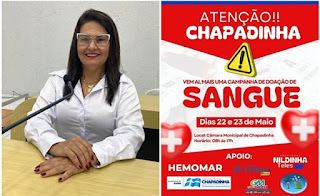 De iniciativa da vereadora Nildinha Teles, Chapadinha se prepara para mais uma ação de doação de sangue