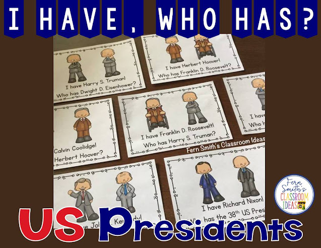 I Have, Who Has? U.S. Presidents Cards, Teacher Directions and a Teacher Answer Key. Including all the presidents from George Washington to Joe Biden. Total of 1 Teacher Direction Sheet, 90 President Cards, and 2 Teacher Answer Keys comes with this resource. An easy version with names only and a more challenging version with names and numbers. Perfect for indoor recess, whole group reading or tutoring after school, add a little fun to your Presidents' Day week.