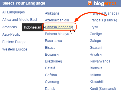 Cara Ganti Facebook Bahasa Indonesia