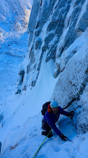 Winter climbing on Cnap Coire na Spreidhe Cairngorms