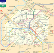 Mapa da rede de metrô, RER e tramway, em Paris (metro paris)