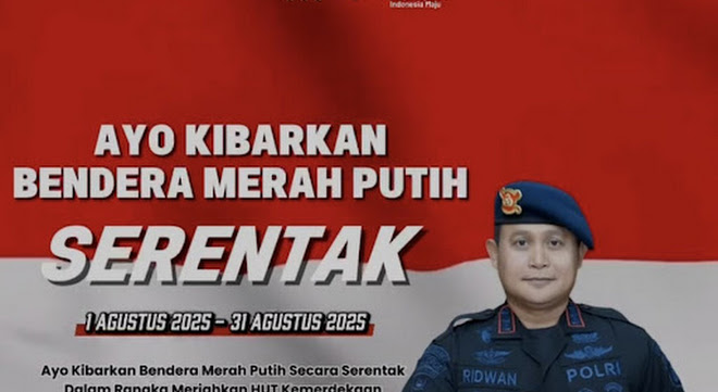 Semangat Nasionalisme, Brimob Polda Sulsel Imbau Masyarakat Kibarkan Bendera Merah Putih Serentak 