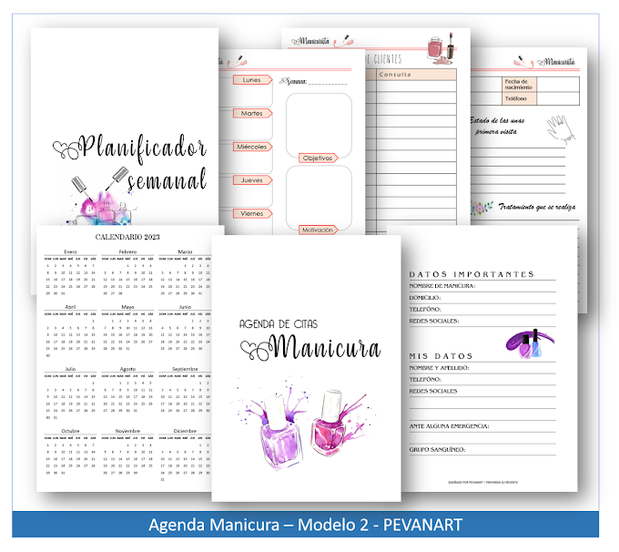 Agenda Manicura 2023 - Modelo 2 (ANILLAR y COSER)