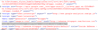 Contoh pemasangan rel=canonical pada official blog google adsense yang ber-alamatkan di www.adsense.blogspot.com