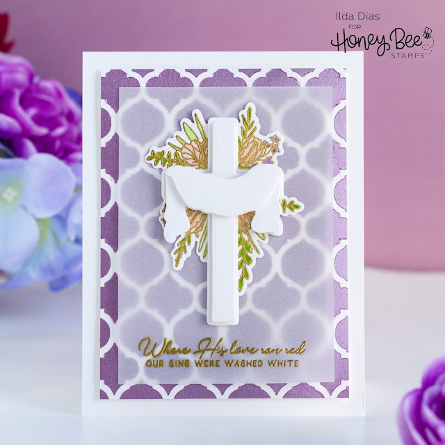 Resurrection Easter Card, Honey Bee Stamps, Old Rugged Cross,Quatrefoil Stencil,Card Making, Stamping, Die Cutting, handmade card, ilovedoingallthingscrafty, Stamps, how to,