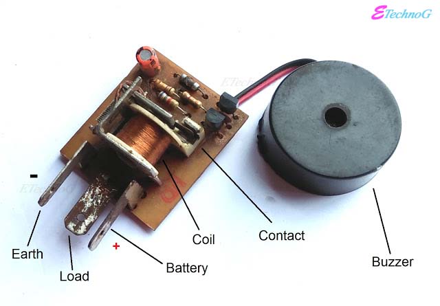 How Musical Electronic Flasher work? Inside a Musical Electronic Flasher. Internal Parts of Musical Electronic Flasher, buzzer, relay coil