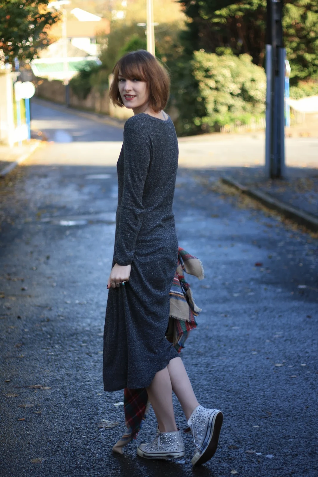 robe longue grise zara trf