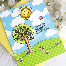 Sunny Studio Stamps: Seasonal Trees Sending Sunshine Fluffy Clouds Dies Sunny Sentiments Everyday Cards by Eloise Blue and Leanne West