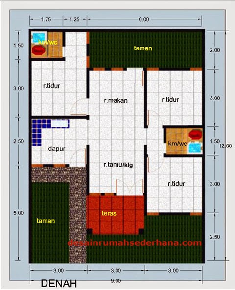 Gambar Desain Rumah  Sederhana  Type  60 M2 3 Kamar Tidur 