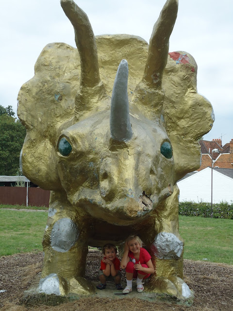 Top Ender and Big Boy under the Triceratops at Peartree Bridge Milton Keynes