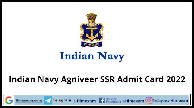 Indian Navy Agniveer SSR Admit Card 2022
