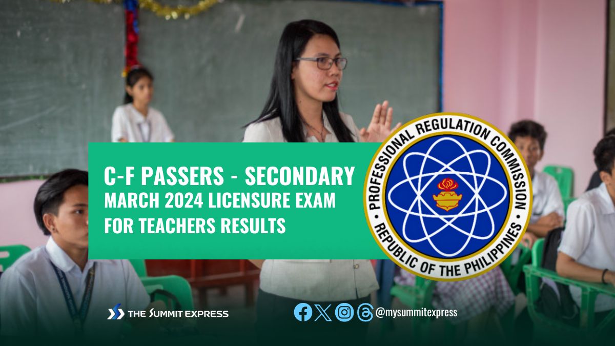 C-F Passers Secondary: March 2024 LET Result