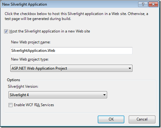 4 - Create New Silverlight Application by Specifying the Application Name