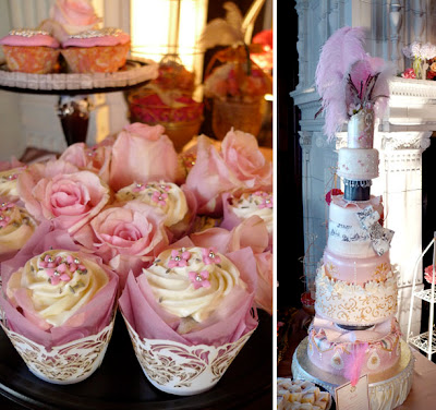 Beautiful cupcakes and a stunning multitiered cake by Glass Slipper Gourmet