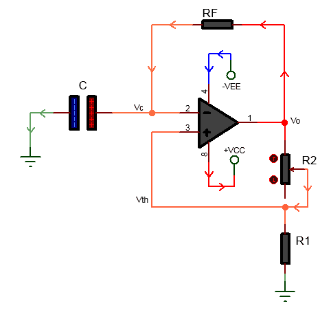 Astable Multivibrator using Op-Amp