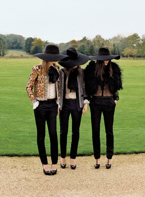 Models in Saint Laurent Paris Spring/Summer 2013 for British Vogue