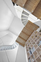 Hokkaido Vertical White House Design with More Loft and Platforms