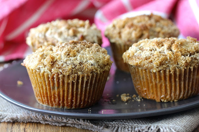 These whole wheat pumpkin muffins are filled with a sweetened cream cheese filling in the center. They are also topped with an amazing streusel topping.